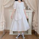 Elbow-sleeve Midi A-line Dress / Crossbody Bag