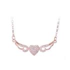Plated Rose Gold Angel Wings Necklace With White Element Austrian Crystal