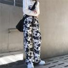 High-waist Tie-dye Print Straight-cut Pants