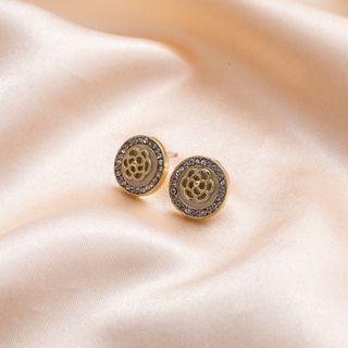 Flower Rhinestone Disc Earring 1 Pair - E1991-5 - Gold - One Size