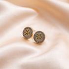 Flower Rhinestone Disc Earring 1 Pair - E1991-5 - Gold - One Size