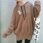 Long Chunky Knit Sweater With Hood
