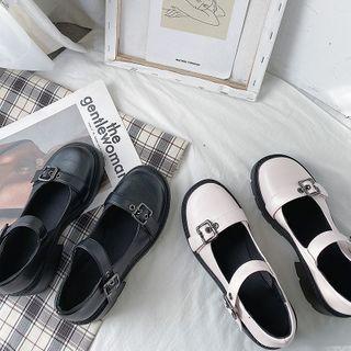Buckled Platform Chunky Heel Mary Jane Pumps