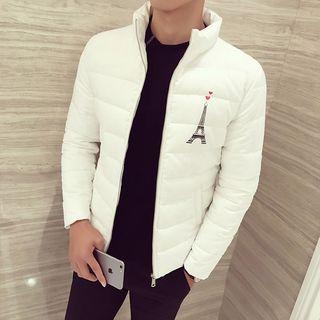 Letter Embroidered Padded Bomber Jacket