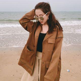 Plain Notch Lapel Cargo Jacket