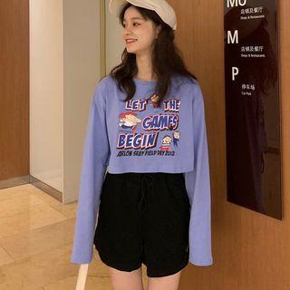 Cartoon Print Long-sleeve T-shirt / Shorts