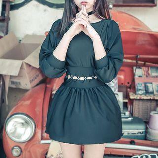 Cut Out Waist 3/4 Sleeve Swimdress