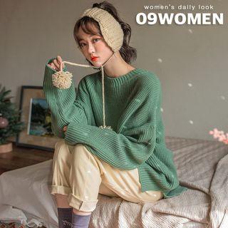 Dip-back Boxy Rib-knit Sweater