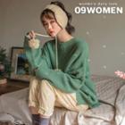 Dip-back Boxy Rib-knit Sweater