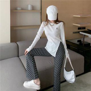 Long-sleeve Asymmetrical T-shirt / Pattern Pants