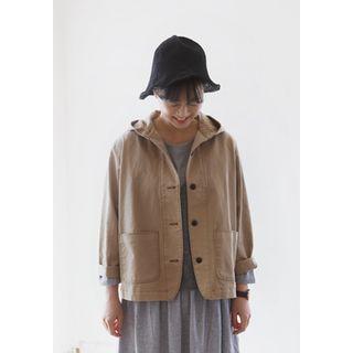 Hooded Buttoned Cotton Jacket