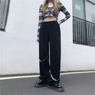 Beaded Wide-leg Pants