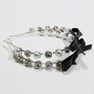 Faux Leather Bow Rhinestone Headband
