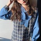 Mock-two Plaid Long-sleeve Dress