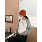 Plus Size Raglan-sleeve Letter Sweatshirt