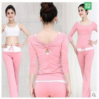 Yoga Set: Long-sleeve Top + Camisole + Pants