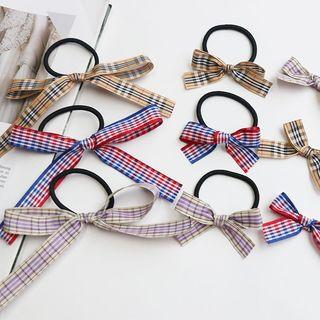 Plaid Bow-accent Hair Tie / Hair Pin