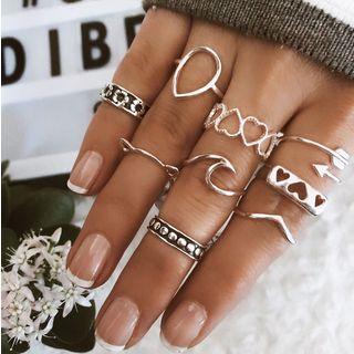Set Of 9: Metal Ring As Shown In Figure - One Size