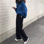 Corduroy Wide-leg Pants Black - One Size