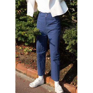 Lettering Embroidered Cropped Straight Leg Pants
