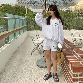 Stay Letter Sweatshirt & Sweatshorts Set
