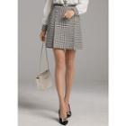 Inset Shorts Pleated Tweed Skirt