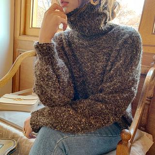 Turtleneck M Lange Boucl  Sweater Cocoa - One Size