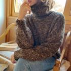 Turtleneck M Lange Boucl  Sweater Cocoa - One Size