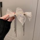 Mesh Bow Rhinestone Fringe Hair Clip
