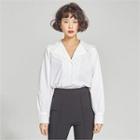 Notch-collar Laced Shirt White - One Size