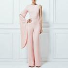 Asymmetric Sleeve Plain Jumpsuit