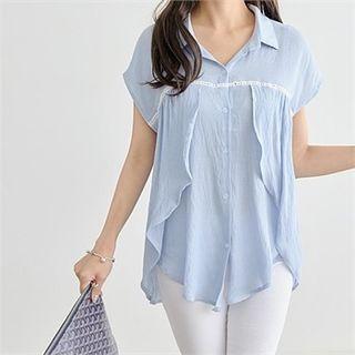 Short-sleeve Ruffle-detail Blouse