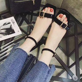 Low-heel Patent Strappy Sandals