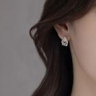 Square Cat Eye Stone Alloy Earring 1 Pair - White & Gold - One Size
