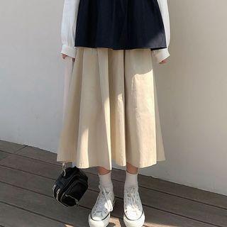 Long-sleeve Plain Shirt / Sleeveless Plain Vest / High-waist Plain Skirt