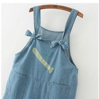 Baseball Bat Embroidered Tie Strap Dungaree
