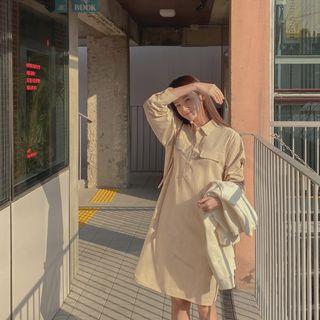 Flap-detail Boxy Shirtdress