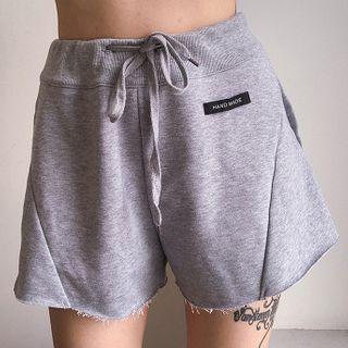 Letter Fray Hem Shorts