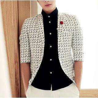 Elbow Sleeve Horse Print Blazer