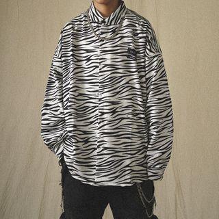 Couple Matching Long-sleeve Zebra Print Shirt