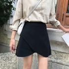 Elasticized-waist Petal-hem Mini Skirt