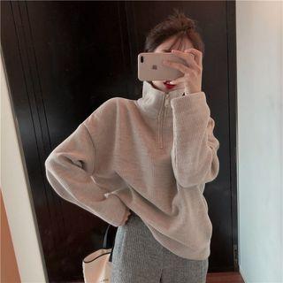 Zip Detail Sweater / Cropped Wide-leg Pants