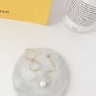 Non-matching Faux Pearl Wirework Dangle Earring