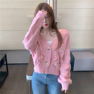 Bow-accent V-neck Cardigan