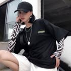 Mock Two-piece Zebra Print Long-sleeve T-shirt