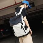 Color Block Faux-leather Backpack Dirty White - One Size