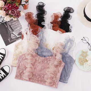 Sleeveless Ruffled Lace Cropped Top