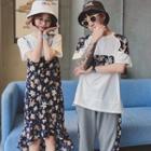 Couple Matching Short-sleeve T-shirt / Sweatpants / Floral Strappy Dress