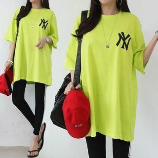 Set: Drop-shoulder Long T-shirt + Pipe-trim Leggings