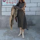 Ruffle Hem Long-sleeve Floral Print Midi Chiffon Dress As Shown In Figure - One Size